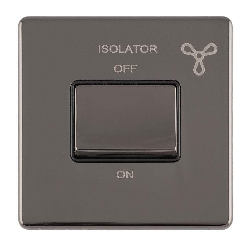 EuroLite Electrical Black Nickel / 6AMP FAN ISOLATOR SWITCH FLAT CONCEALED BLACK NICKEL PLATE MATCHING SWITCH / (With Black Trim) Eurolite Concealed 3mm 6Amp Fan Isolator Switch - Black Nickel (With Black Trim)
