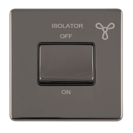 EuroLite Electrical Black Nickel / 6AMP FAN ISOLATOR SWITCH FLAT CONCEALED BLACK NICKEL PLATE MATCHING SWITCH / (With Black Trim) Eurolite Concealed 3mm 6Amp Fan Isolator Switch - Black Nickel (With Black Trim)