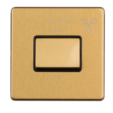 EuroLite Electrical Satin Brass / 6Amp fan Isolator Switch / (With Black Trim) Eurolite Concealed 3mm 6Amp fan Isolator Switch - Satin Brass