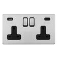 EuroLite Electrical Stainless Steel / Concealed 3mm 2 Gang USBC Socket / (With Black Trim) Eurolite Concealed 3mm Concealed 3Mm 2 Gang Usbc Socket - Stainless Steel (With Black Trim)