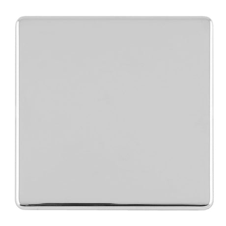 EuroLite Electrical Polished Chrome / SINGLE BLANK FLAT CONCEALED POLISHED CHROME PLATE / (With White Trim) Eurolite Concealed 3mm Single Blank - Polished Chrome (With White Trim)