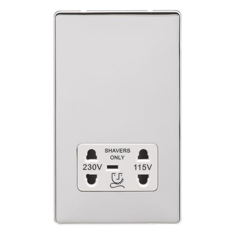 EuroLite Electrical Polished Chrome / Shaver Socket / (With White Trim) Eurolite Concealed 6mm Shaver Socket - Polished Chrome (With White Trim)