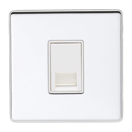 EuroLite Electrical Polished Chrome / Telephone Master / (With White Trim) Eurolite Concealed 6mm Telephone Master - Polished Chrome (With White Trim)
