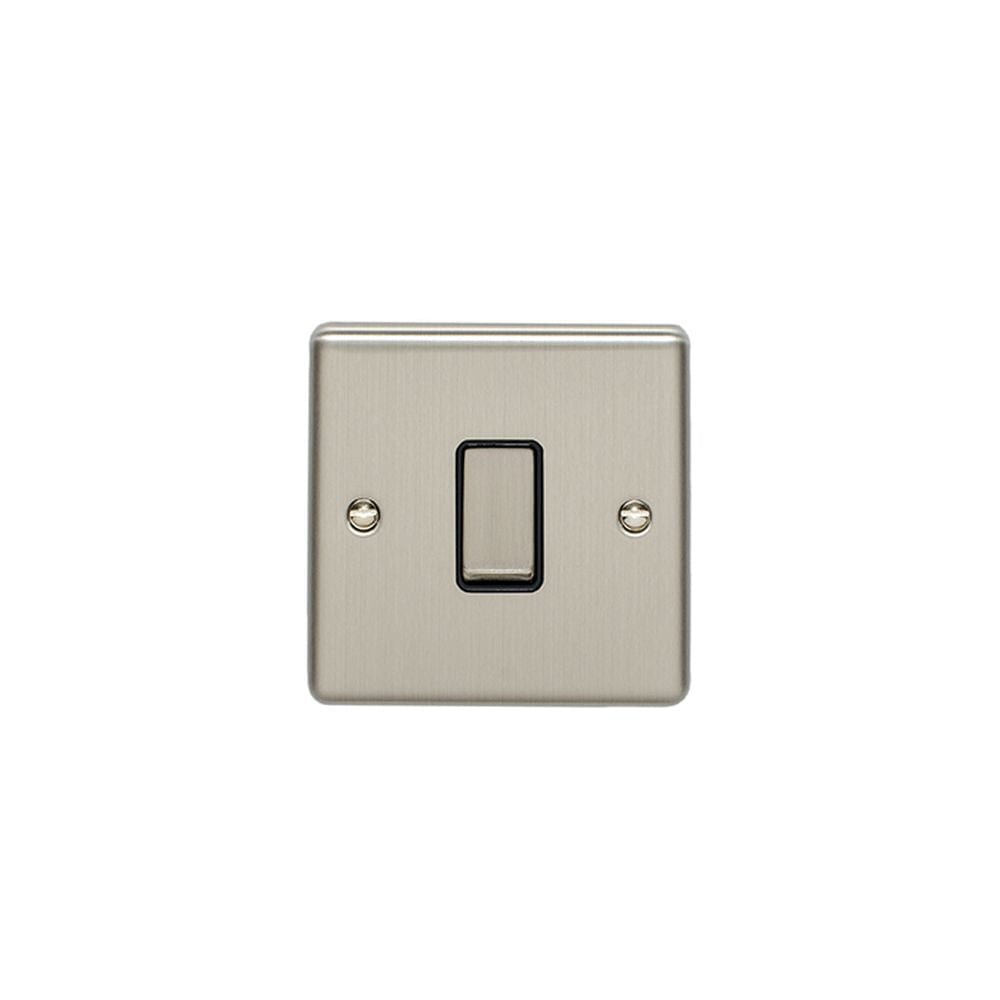 EuroLite Electrical Satin Stainless / 1 Gang Switch / (With Black Trim) Eurolite Enhance Decorative 1 Gang Switch - Satin Stainless Steel (With Black Trim)