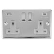 EuroLite Electrical Polished Chrome / 2 Gang 13Amp Switched Socket With Usb C / (With Rockers Trim) Eurolite Enhance Decorative 2 Gang 13Amp Switched Socket With Usb C Polished Chrome - Polished Chrome (With Rockers Trim)