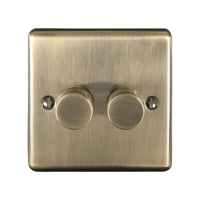 EuroLite Electrical Antique Brass / 2 Gang Dimmer / (With Black Trim) Eurolite Enhance Decorative 2 Gang Dimmer - Antique Brass