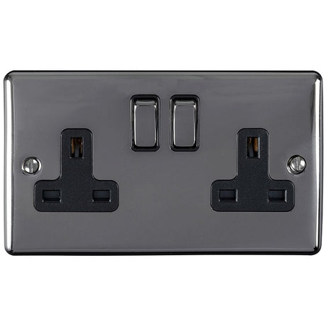 EuroLite Electrical Black Nickel / 2 Gang Socket / (With Black Trim) Eurolite Enhance Decorative 2 Gang Socket - Black Nickel (With Black Trim)