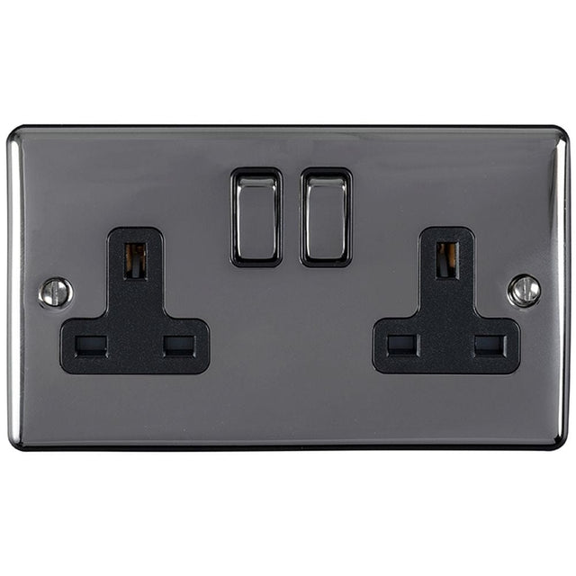 EuroLite Electrical Black Nickel / 2 Gang Socket / (With Black Trim) Eurolite Enhance Decorative 2 Gang Socket - Black Nickel (With Black Trim)