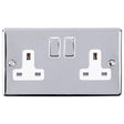 EuroLite Electrical Polished Chrome / 2 Gang Socket / (With White Trim) Eurolite Enhance Decorative 2 Gang Socket - Polished Chrome (With White Trim)