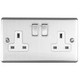EuroLite Electrical Satin Stainless / 2 Gang Socket / (With White Trim) Eurolite Enhance Decorative 2 Gang Socket - Satin Stainless Steel (With White Trim)