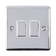 EuroLite Electrical Polished Chrome / 2 Gang Switch / (With White Trim) Eurolite Enhance Decorative 2 Gang Switch - Polished Chrome (With White Trim)