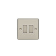 EuroLite Electrical Satin Stainless / 2 Gang Switch / (With White Trim) Eurolite Enhance Decorative 2 Gang Switch - Satin Stainless Steel (With White Trim)