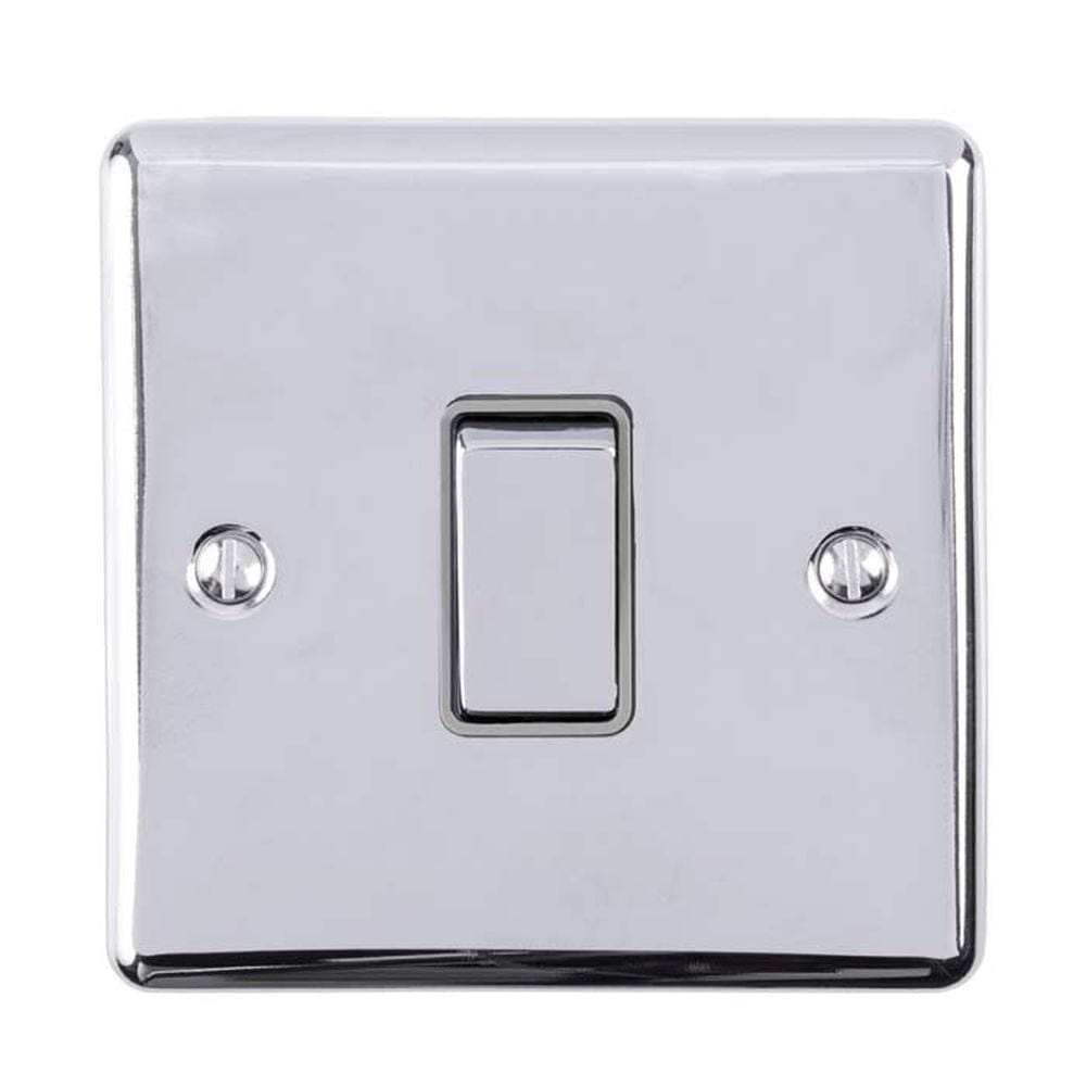 EuroLite Electrical Polished Chrome / 20Amp Switch / (With GREY Trim) Eurolite Enhance Decorative 20Amp Switch - Polished Chrome (With Grey Trim)