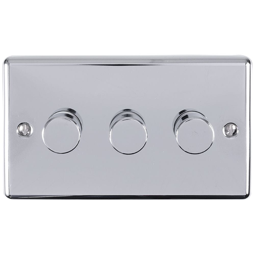 EuroLite Electrical Polished Chrome / 3 Gang Dimmer / (With Enhance Trim) Eurolite Enhance Decorative 3 Gang Dimmer - Polished Chrome