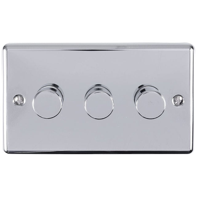 EuroLite Electrical Polished Chrome / 3 Gang Dimmer / (With Enhance Trim) Eurolite Enhance Decorative 3 Gang Dimmer - Polished Chrome