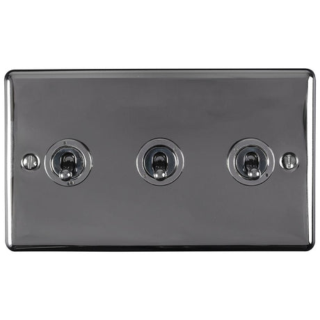 EuroLite Electrical Black Nickel / 3 Gang Toggle Switch / (With Black Trim) Eurolite Enhance Decorative 3 Gang Toggle Switch - Black Nickel