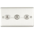 EuroLite Electrical Satin Stainless / 3 Gang Toggle Switch / (With Enhance Trim) Eurolite Enhance Decorative 3 Gang Toggle Switch - Satin Stainless Steel