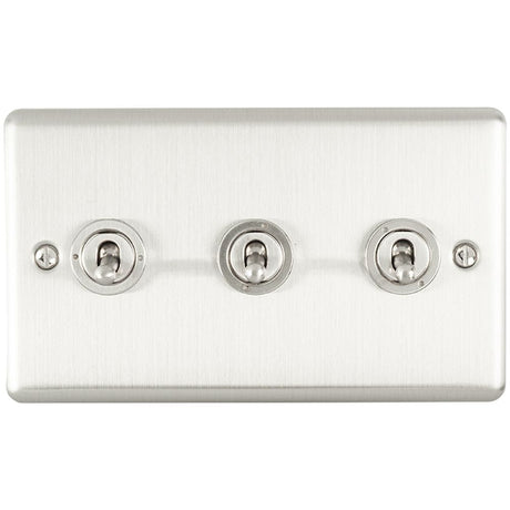 EuroLite Electrical Satin Stainless / 3 Gang Toggle Switch / (With Enhance Trim) Eurolite Enhance Decorative 3 Gang Toggle Switch - Satin Stainless Steel