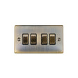 EuroLite Electrical Antique Brass / 4 Gang Switch / (With Black Trim) Eurolite Enhance Decorative 4 Gang Switch - Antique Brass (With Black Trim)