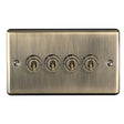 EuroLite Electrical Antique Brass / 4 Gang Toggle Switch / (With Black Trim) Eurolite Enhance Decorative 4 Gang Toggle Switch - Antique Brass (With Black Trim)