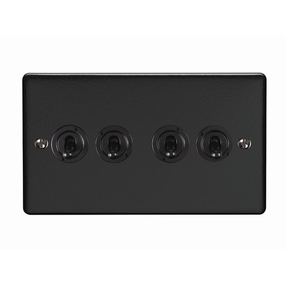 EuroLite Electrical Matt Black / 4 Gang Toggle Switch / (With Black Trim) Eurolite Enhance Decorative 4 Gang Toggle Switch - Matt Black (With Black Trim)