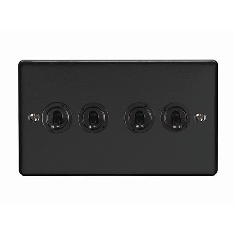 EuroLite Electrical Matt Black / 4 Gang Toggle Switch / (With Black Trim) Eurolite Enhance Decorative 4 Gang Toggle Switch - Matt Black (With Black Trim)