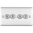 EuroLite Electrical Satin Stainless / 4 Gang Toggle Switch / (With Enhance Trim) Eurolite Enhance Decorative 4 Gang Toggle Switch - Satin Stainless Steel