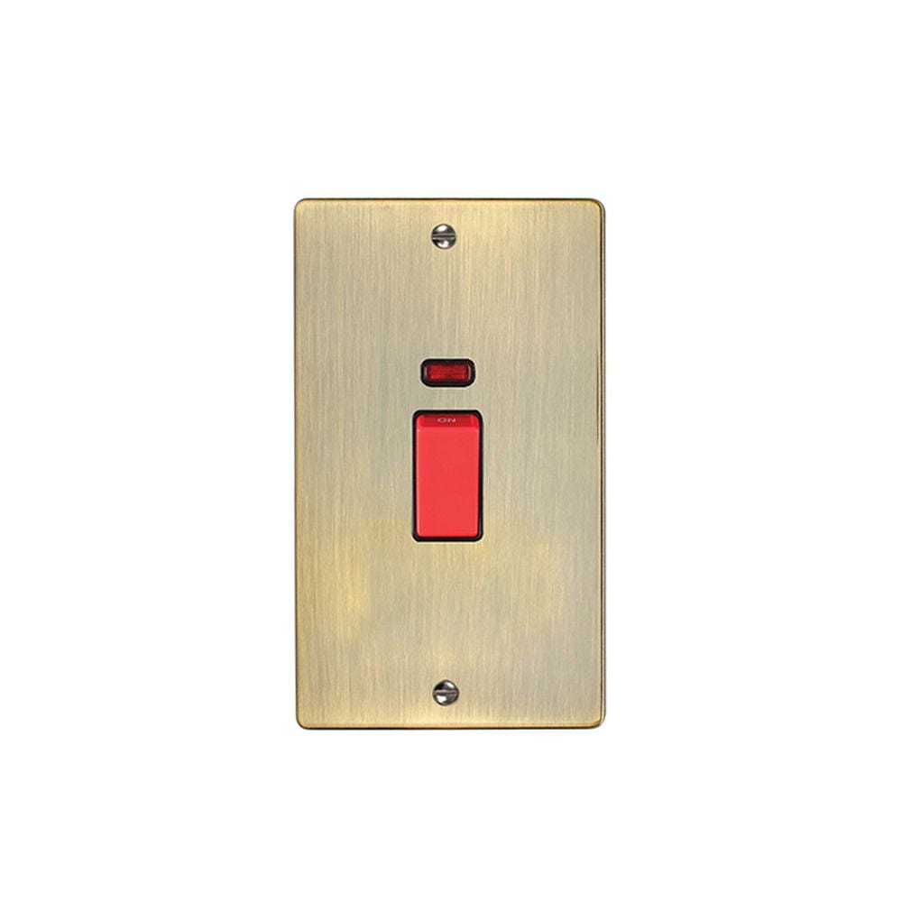 EuroLite Electrical Antique Brass / 45Amp Switch with Neon Indicator / (With Black Trim) Eurolite Enhance Decorative 45Amp Switch with Neon Indicator - Antique Brass (With Black Trim)