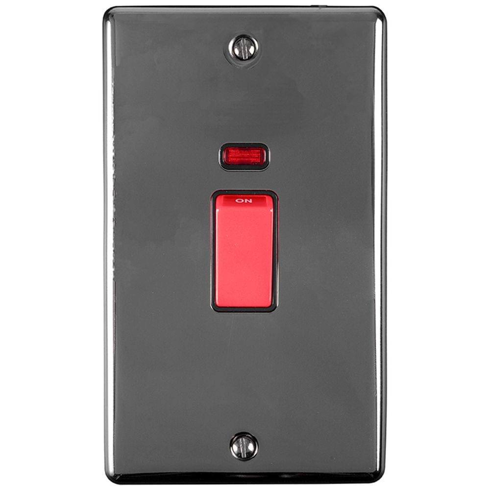 EuroLite Electrical Black Nickel / 45Amp Switch with Neon Indicator / (With Black Trim) Eurolite Enhance Decorative 45Amp Switch with Neon Indicator - Black Nickel (With Black Trim)