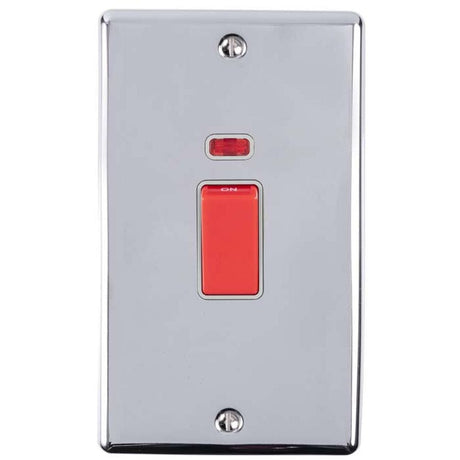 EuroLite Electrical Polished Chrome / 45Amp Switch with Neon Indicator / (With GREY Trim) Eurolite Enhance Decorative 45Amp Switch with Neon Indicator - Polished Chrome (With Grey Trim)