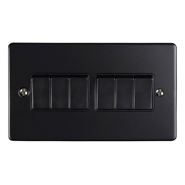 EuroLite Electrical Matt Black / 6 Gang Switch / (With Black Trim) Eurolite Enhance Decorative 6 Gang Switch - Matt Black (With Black Trim)