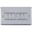 EuroLite Electrical Polished Chrome / 6 Gang Switch / (With GREY Trim) Eurolite Enhance Decorative 6 Gang Switch - Polished Chrome (With Grey Trim)