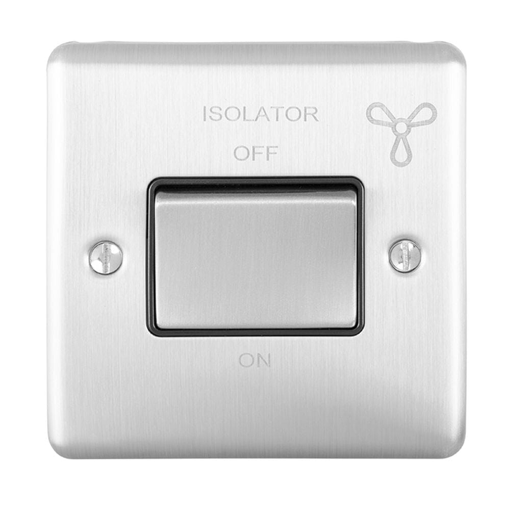 EuroLite Electrical Satin Stainless / Fan Switch / (With Black Trim) Eurolite Enhance Decorative Fan Switch - Satin Stainless Steel (With Black Trim)