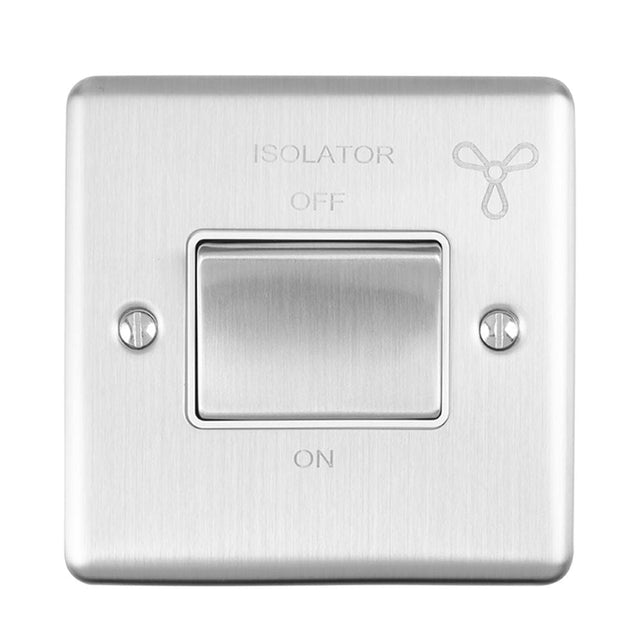 EuroLite Electrical Satin Stainless / Fan Switch / (With White Trim) Eurolite Enhance Decorative Fan Switch - Satin Stainless Steel (With White Trim)