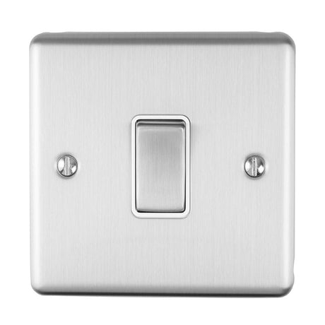 EuroLite Electrical Satin Stainless / Intermediate Switch / (With White Trim) Eurolite Enhance Decorative Intermediate Switch - Satin Stainless Steel (With White Trim)