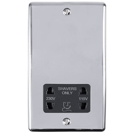 EuroLite Electrical Polished Chrome / Shaver Socket / (With Black Trim) Eurolite Enhance Decorative Shaver Socket - Polished Chrome (With Black Trim)