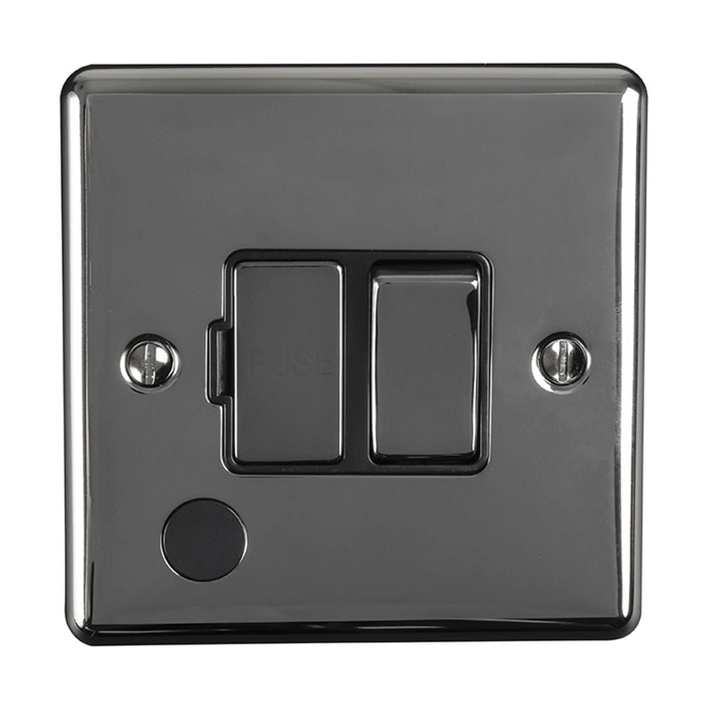 EuroLite Electrical Black Nickel / Switched Fuse Spur With Flex Outlet / (With Black Trim) Eurolite Enhance Decorative Switched Fuse Spur With Flex Outlet - Black Nickel (With Black Trim)