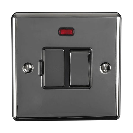 EuroLite Electrical Black Nickel / Switched Fuse Spur With Neon Indicator / (With Black Trim) Eurolite Enhance Decorative Switched Fuse Spur With Neon Indicator - Black Nickel (With Black Trim)