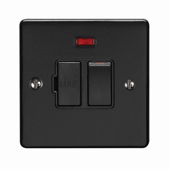 EuroLite Electrical Matt Black / Switched Fuse Spur With Neon Indicator / (With Black Trim) Eurolite Enhance Decorative Switched Fuse Spur With Neon Indicator - Matt Black (With Black Trim)