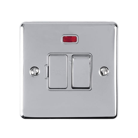 EuroLite Electrical Polished Chrome / Switched Fuse Spur With Neon Indicator / (With GREY Trim) Eurolite Enhance Decorative Switched Fuse Spur With Neon Indicator - Polished Chrome (With Grey Trim)