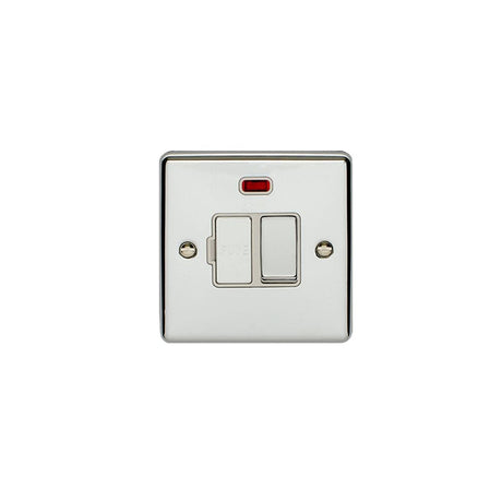 EuroLite Electrical Polished Chrome / Switched Fuse Spur With Neon Indicator / (With White Trim) Eurolite Enhance Decorative Switched Fuse Spur With Neon Indicator - Polished Chrome (With White Trim)