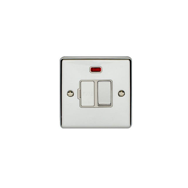 EuroLite Electrical Polished Chrome / Switched Fuse Spur With Neon Indicator / (With White Trim) Eurolite Enhance Decorative Switched Fuse Spur With Neon Indicator - Polished Chrome (With White Trim)