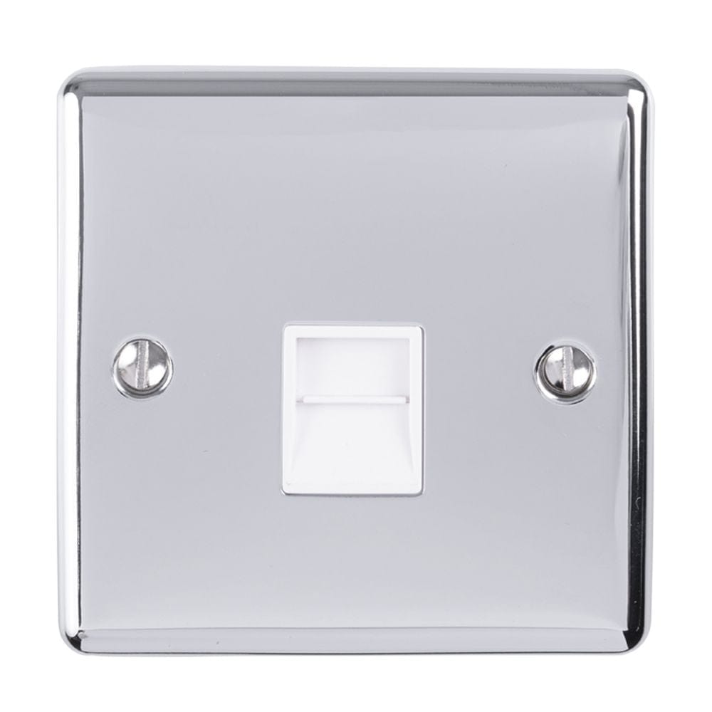 EuroLite Electrical Polished Chrome / Telephone Master / (With White Trim) Eurolite Enhance Decorative Telephone Master - Polished Chrome (With White Trim)