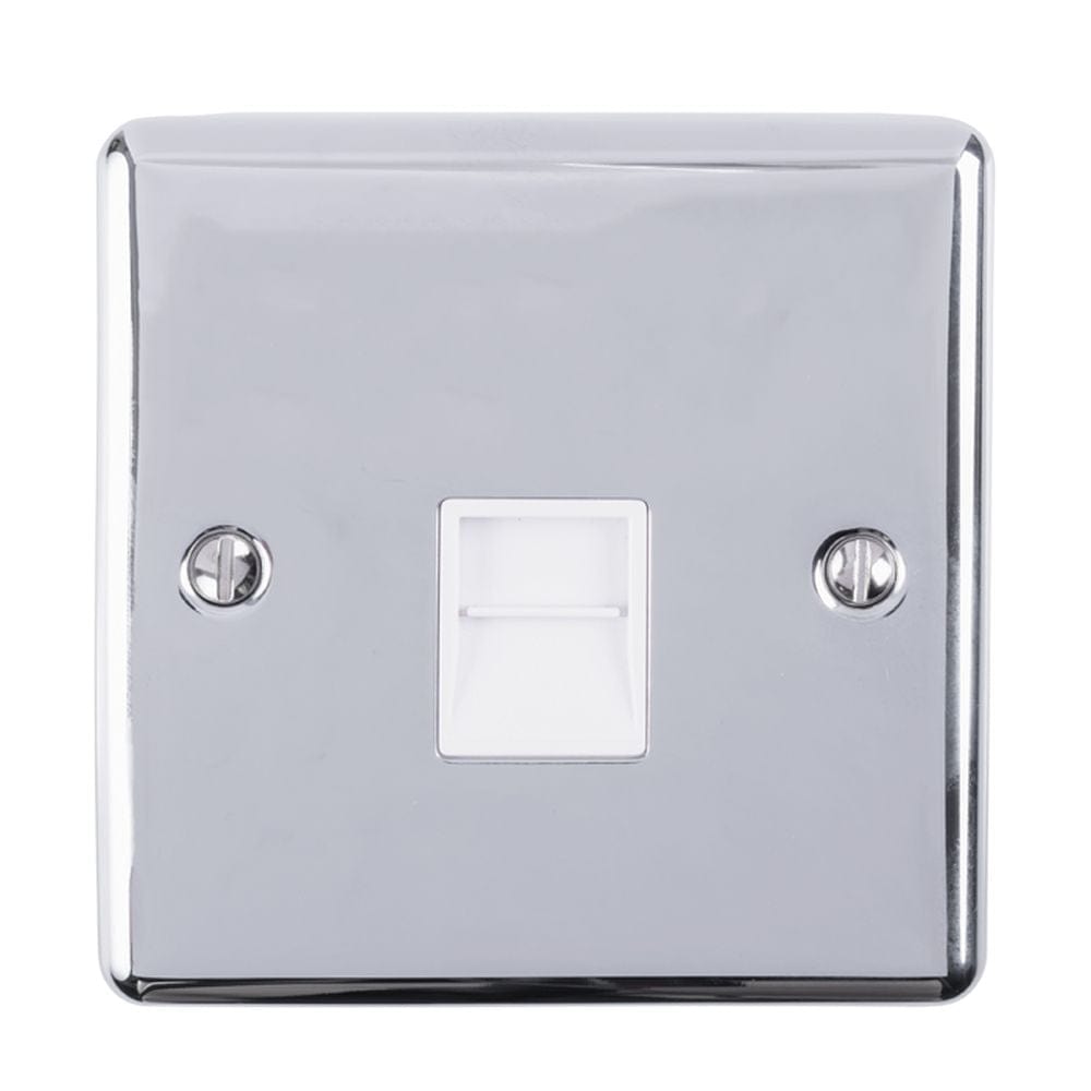 EuroLite Electrical Polished Chrome / Telephone Slave / (With White Trim) Eurolite Enhance Decorative Telephone Slave - Polished Chrome (With White Trim)