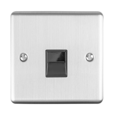 EuroLite Electrical Satin Stainless / Telephone Slave / (With Black Trim) Eurolite Enhance Decorative Telephone Slave - Satin Stainless Steel (With Black Trim)