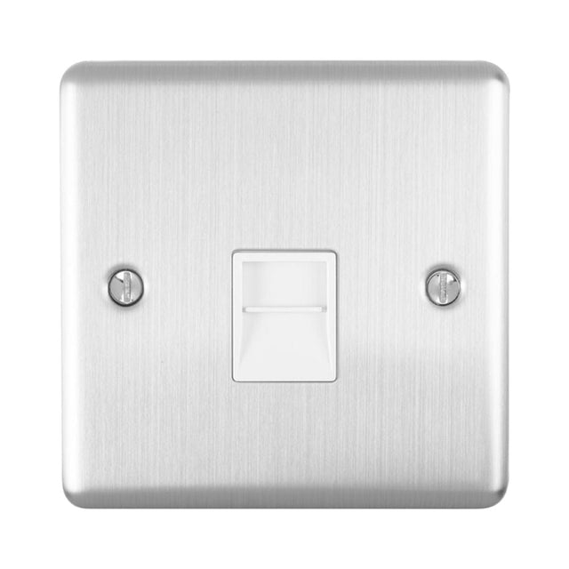 EuroLite Electrical Satin Stainless / Telephone Slave / (With White Trim) Eurolite Enhance Decorative Telephone Slave - Satin Stainless Steel (With White Trim)