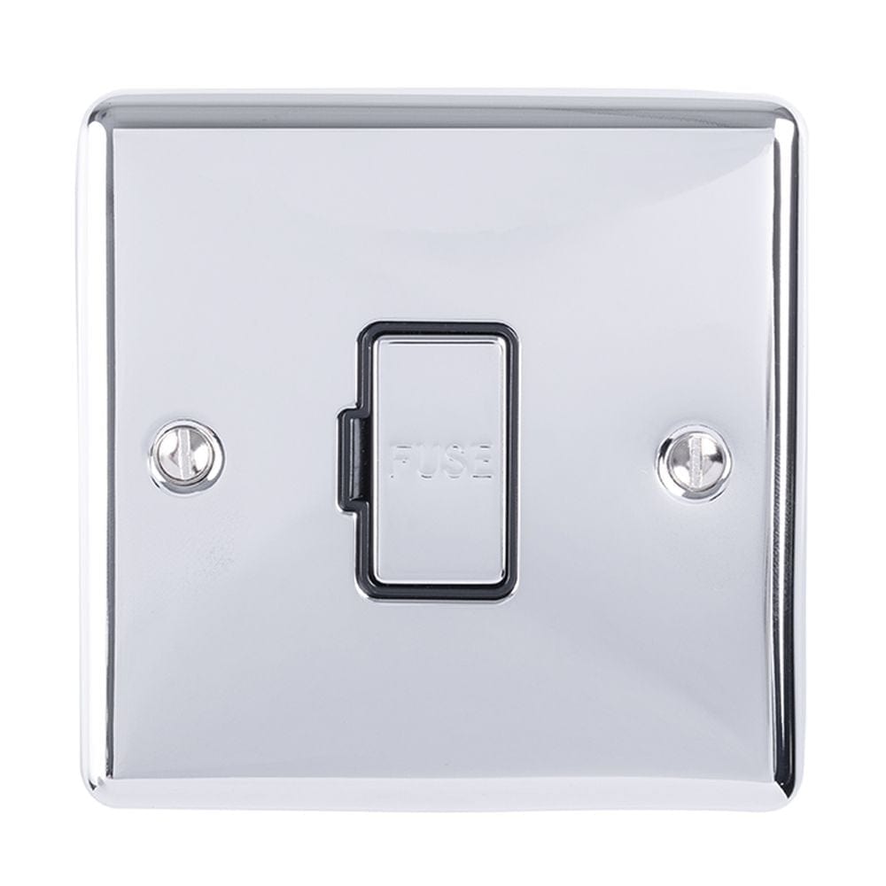 EuroLite Electrical Polished Chrome / Unswitched Fuse Spur / (With Black Trim) Eurolite Enhance Decorative Unswitched Fuse Spur - Polished Chrome (With Black Trim)