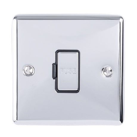 EuroLite Electrical Polished Chrome / Unswitched Fuse Spur / (With Black Trim) Eurolite Enhance Decorative Unswitched Fuse Spur - Polished Chrome (With Black Trim)