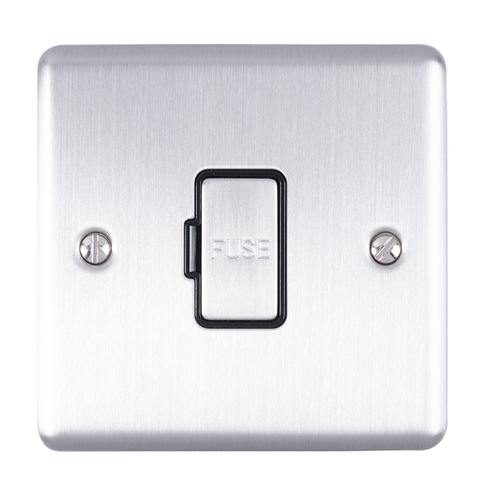 EuroLite Electrical Satin Stainless / Unswitched Fuse Spur / (With Black Trim) Eurolite Enhance Decorative Unswitched Fuse Spur - Satin Stainless Steel (With Black Trim)
