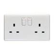 EuroLite Electrical White / 2 Gang Switched Socket Double Poled / (With White Trim) Eurolite Enhance White Plastic 2 Gang Switched Socket Double Poled - White